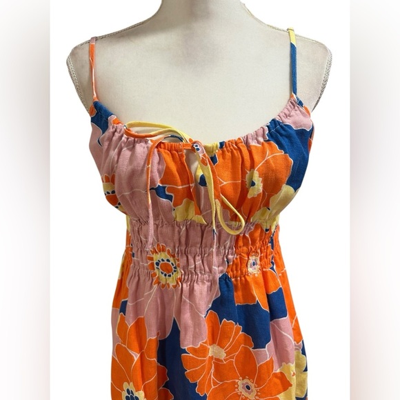 RAILS Octavia linen midi Dress | boho retro Flower Power sundress Sz Medium - Picture 2 of 7
